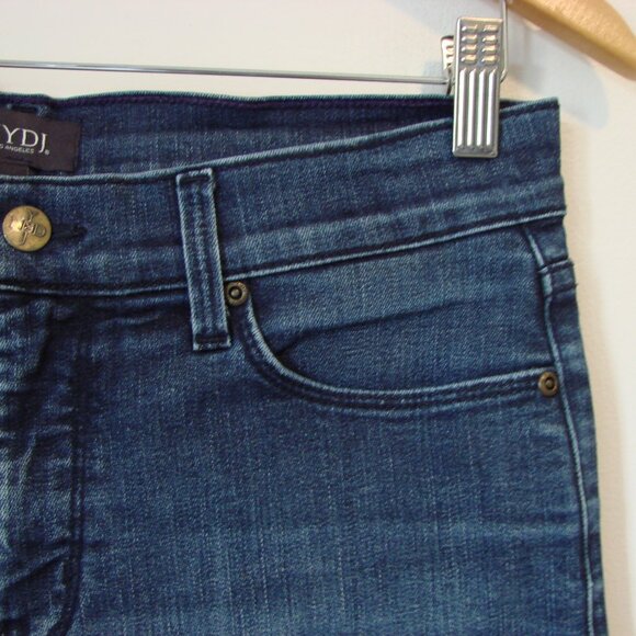 NYDJ Jeans Marilyn Straight Leg Ankle Raw Hem Stretch Lift Tuck Dark Wash Size 6 - Picture 9 of 16